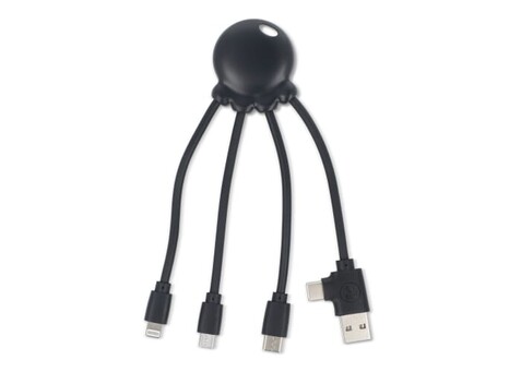 4009| Xoopar Eco Octopus Ladekabel Ocean Bound Plastic - Schwarz bedrucken, Art.-Nr. LT41023-N0002 4009| Xoopar Eco Octopus Ladekabel Ocean Bound Plastic - Schwarz bedrucken, Art.-Nr. LT41023-N0002
