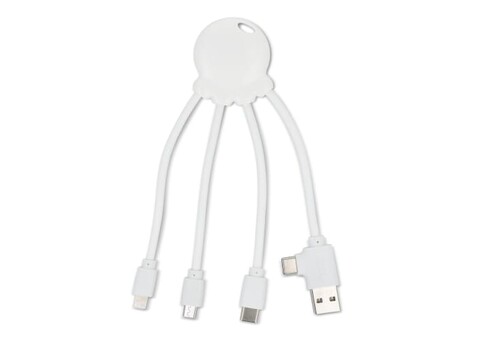 4009| Xoopar Eco Octopus Ladekabel Ocean Bound Plastic - Weiss bedrucken, Art.-Nr. LT41023-N0001 4009| Xoopar Eco Octopus Ladekabel Ocean Bound Plastic - Weiss bedrucken, Art.-Nr. LT41023-N0001