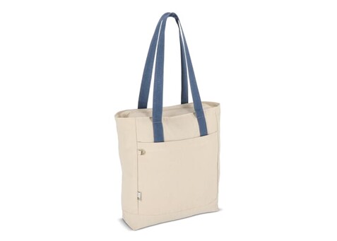 InSideOut Reuuz Canvas Tragetasche 33 x 42 x 10 cm - Ecru / Graublau bedrucken, Art.-Nr. LT57116-N5465