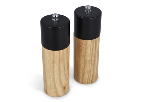 InSideOut Holz-Salz- und Pfeffermühle-Set - Schwarz bedrucken, Art.-Nr. LT57209-N0002
