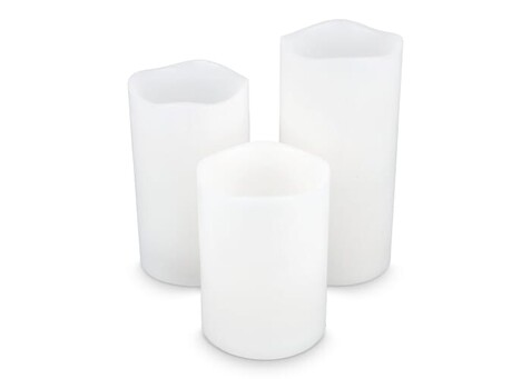 Koselys 3-teiliges LED-Kerzen-Set (batteriebetrieben) - Elfenbein bedrucken, Art.-Nr. LT57312-N0056
