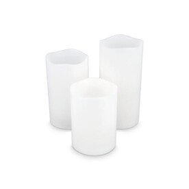 Koselys 3-teiliges LED-Kerzen-Set (batteriebetrieben) - Elfenbein bedrucken, Art.-Nr. LT57312-N0056