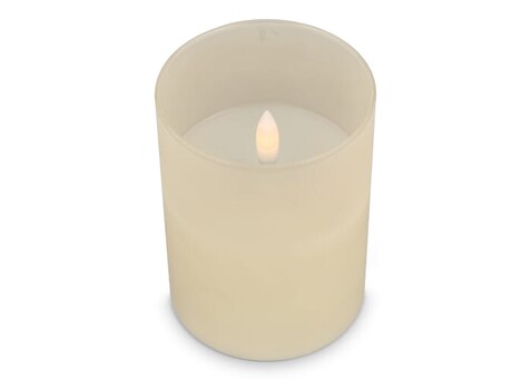 Nyelle Wiederaufladbare LED-Wachskerze im Glas - Beige bedrucken, Art.-Nr. LT57313-N0055