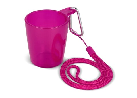 Festival-Shotglas mit Lanyard - Transparent / Rosa bedrucken, Art.-Nr. LT90870-N0476