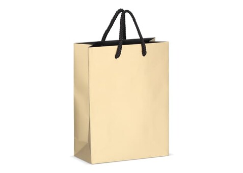 Papier Geschenktasche 18 x 8 x 24cm 200g/m² - Gold bedrucken, Art.-Nr. LT91515-N0006