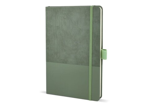 Notizbuch Thermokunstleder A5 - Dunkelbraun / Grün bedrucken, Art.-Nr. LT92088-N5031