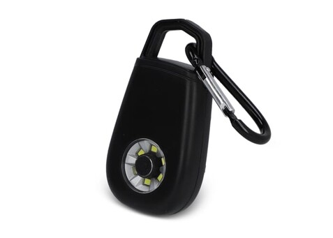 Persönliches Alarm-Schlüssellicht aus recycelten Materialien - Schwarz bedrucken, Art.-Nr. LT93327-N0002 Persönliches Alarm-Schlüssellicht aus recycelten Materialien - Schwarz bedrucken, Art.-Nr. LT93327-N0002