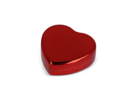 Lippenbalsam in Flacher metallischer Herzformdose - Rot bedrucken, Art.-Nr. LT90486-N0021