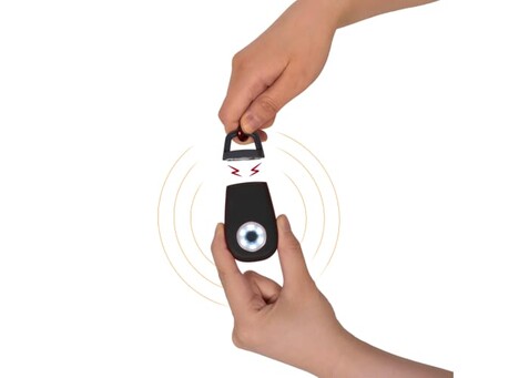 Persönliches Alarm-Schlüssellicht aus recycelten Materialien - Schwarz bedrucken, Art.-Nr. LT93327-N0002 Persönliches Alarm-Schlüssellicht aus recycelten Materialien - Schwarz bedrucken, Art.-Nr. LT93327-N0002