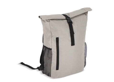 R-PET 600D Rolltop Fahrrad-Rucksack 20L - Grau bedrucken, Art.-Nr. LT95351-N0061