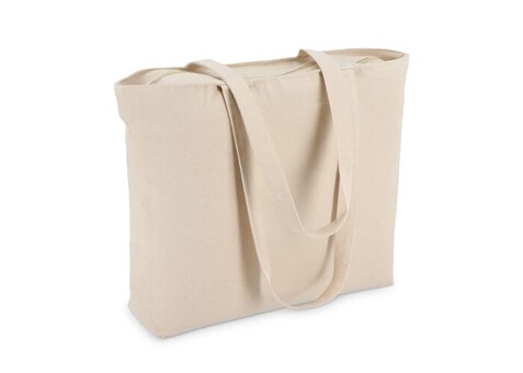 Baumwoll-Tragetasche mit Reißverschluss OEKO-TEX® 47 x 11 x 35cm 320g/m² - Ecru bedrucken, Art.-Nr. LT95384-N0054