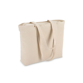 Baumwoll-Tragetasche mit Reißverschluss OEKO-TEX® 47 x 11 x 35cm 320g/m² - Ecru bedrucken, Art.-Nr. LT95384-N0054