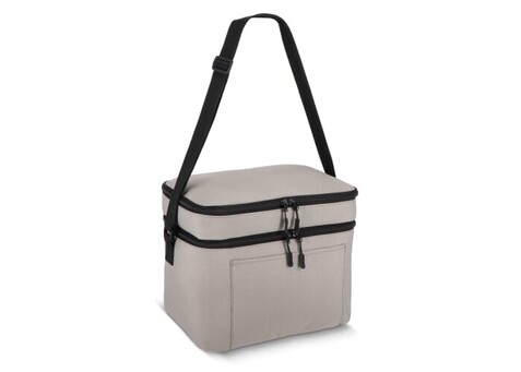 R-PET 600D Kühlbeutel mit zwei Fächern 30 x 20 x 24 cm 12 l - Grau bedrucken, Art.-Nr. LT95389-N0061