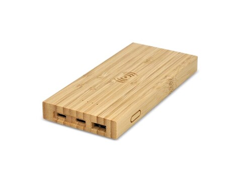 Bamboo Powerbank Wireless Charging 8000mAh - Natur bedrucken, Art.-Nr. LT95507-N0094