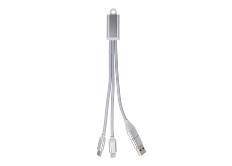 2-in-1-Ladekabel USB-A/C zu USB-C & Lightning Aluminium - Silber bedrucken, Art.-Nr. LT95664-N0005 2-in-1-Ladekabel USB-A/C zu USB-C & Lightning Aluminium - Silber bedrucken, Art.-Nr. LT95664-N0005