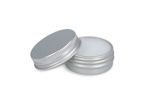 Runde Lippenbalsam-Dose aus recyceltem Aluminium - Silber bedrucken, Art.-Nr. LT90488-N0005 Runde Lippenbalsam-Dose aus recyceltem Aluminium - Silber bedrucken, Art.-Nr. LT90488-N0005