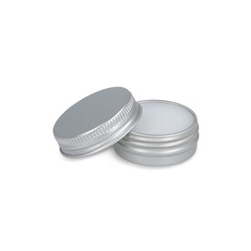 Runde Lippenbalsam-Dose aus recyceltem Aluminium - Silber bedrucken, Art.-Nr. LT90488-N0005