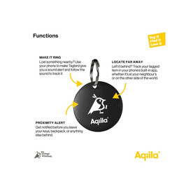 Aqiila Tagbird – Fahrradklingel mit wasserdichter Smartfinder - Schwarz bedrucken, Art.-Nr. LT45202-N0002