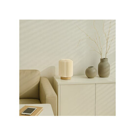 Coollux faltbare Papier LED-Lampe Aurora auf Holzsockel, 22cm - Natur bedrucken, Art.-Nr. LT40725-N0094