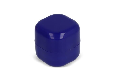 Kubischer Lippenpflegestift aus recyceltem ABS - Blau bedrucken, Art.-Nr. LT90484-N0011