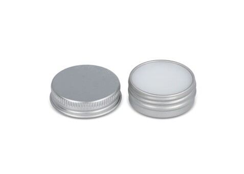 Runde Lippenbalsam-Dose aus recyceltem Aluminium - Silber bedrucken, Art.-Nr. LT90488-N0005 Runde Lippenbalsam-Dose aus recyceltem Aluminium - Silber bedrucken, Art.-Nr. LT90488-N0005