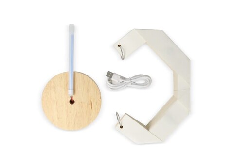 Coollux faltbare, von Origami inspirierte Papier-LED-Lampe Luna 25cm - Natur bedrucken, Art.-Nr. LT40727-N0094