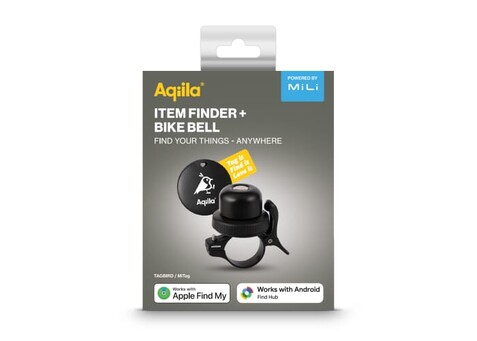 Aqiila Tagbird – Fahrradklingel mit wasserdichter Smartfinder - Schwarz bedrucken, Art.-Nr. LT45202-N0002