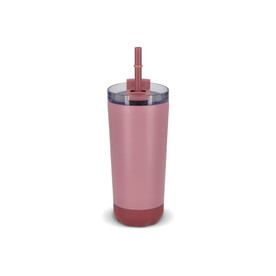 InSideOut doppelwandiger Norden-Trinkbecher aus Edelstahl mit Strohhalm, 600 ml - Pastellrosa bedrucken, Art.-Nr. LT57017-N0079
