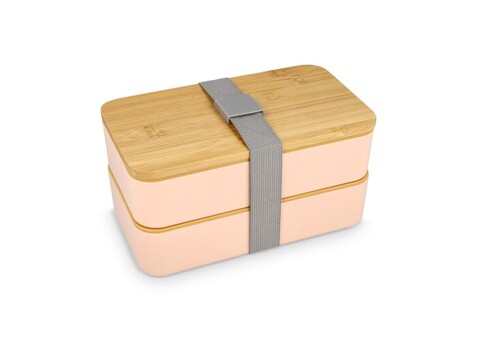 Lunchbox Bento R-PP &amp; Bambus - Pastellrosa bedrucken, Art.-Nr. LT90455-N0079