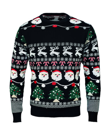 Weihnachts-LED-Pullover L/XL - Schwarz bedrucken, Art.-Nr. CX1554-03
