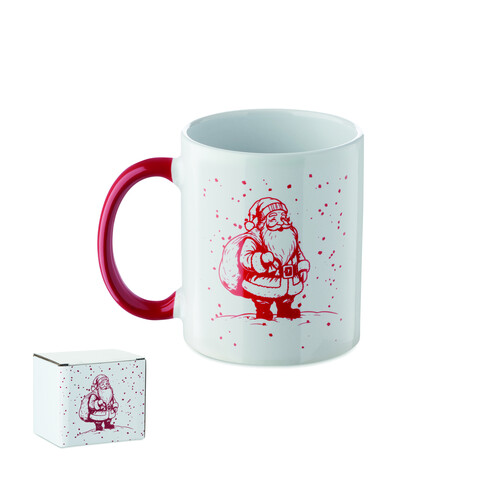 Keramikbecher 300ml - Weiß/rot bedrucken, Art.-Nr. CX1571-35 Keramikbecher 300ml - Weiß/rot bedrucken, Art.-Nr. CX1571-35