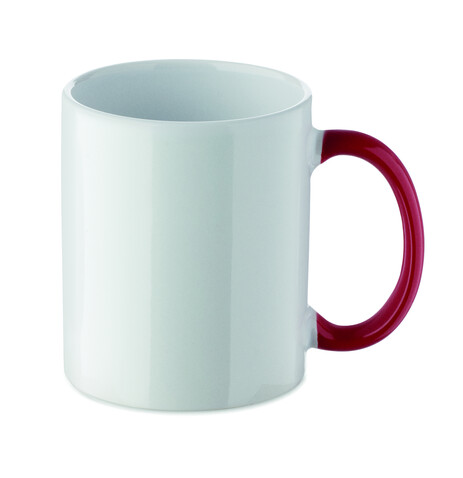 Keramikbecher 300ml - Weiß/rot bedrucken, Art.-Nr. CX1571-35 Keramikbecher 300ml - Weiß/rot bedrucken, Art.-Nr. CX1571-35