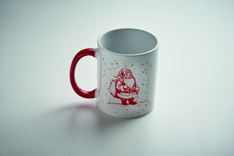 Keramikbecher 300ml - Weiß/rot bedrucken, Art.-Nr. CX1571-35 Keramikbecher 300ml - Weiß/rot bedrucken, Art.-Nr. CX1571-35