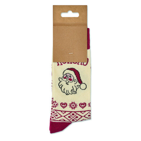 Weihnachtssocken M - Beige bedrucken, Art.-Nr. CX1574-13 Weihnachtssocken M - Beige bedrucken, Art.-Nr. CX1574-13