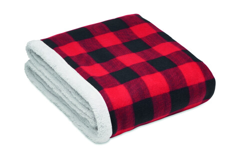 Fleece-Decke RPET - Rot bedrucken, Art.-Nr. MO2394-05