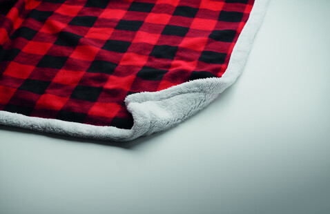 Fleece-Decke RPET - Rot bedrucken, Art.-Nr. MO2394-05
