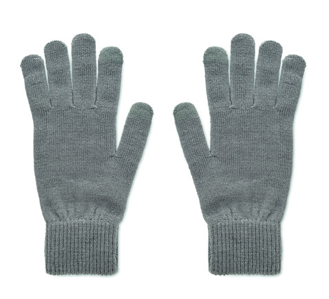 Gestrickte Handschuhe RPET - Steingrau bedrucken, Art.-Nr. MO2399-15 Gestrickte Handschuhe RPET - Steingrau bedrucken, Art.-Nr. MO2399-15