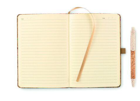 DIN A5 Notizbuch Kork - Beige bedrucken, Art.-Nr. MO2414-13