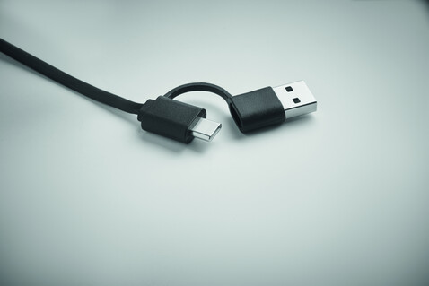 Einziehbares Ladekabel 60W - Schwarz bedrucken, Art.-Nr. MO2425-03