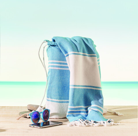 Strandtuch-Set - Türkis bedrucken, Art.-Nr. MO2584-12 Strandtuch-Set - Türkis bedrucken, Art.-Nr. MO2584-12