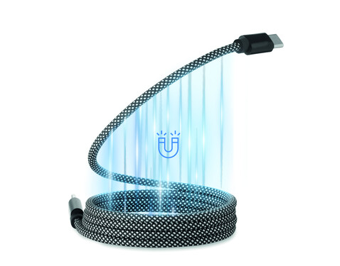 Magnetisches Kabel RPET - Weiß/schwarz bedrucken, Art.-Nr. MO2778-33