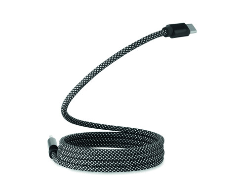 Magnetisches Kabel RPET - Weiß/schwarz bedrucken, Art.-Nr. MO2778-33