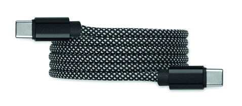 Magnetisches Kabel RPET - Weiß/schwarz bedrucken, Art.-Nr. MO2778-33