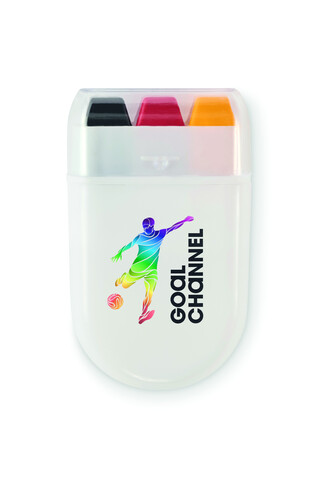 Fan Schminkstift - Gelb bedrucken, Art.-Nr. MO2807-08 Fan Schminkstift - Gelb bedrucken, Art.-Nr. MO2807-08