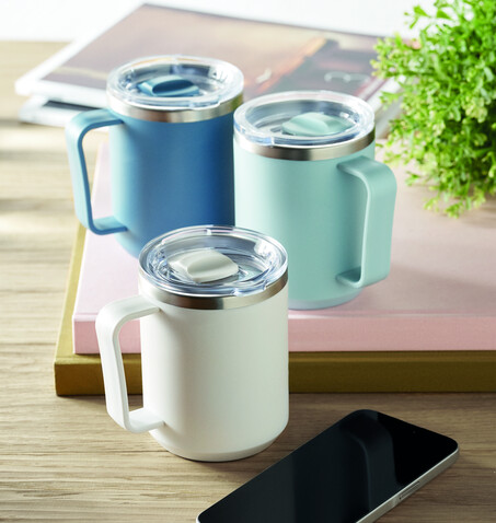 Doppelwandiger Becher 400ml - Weiß bedrucken, Art.-Nr. MO2900-06