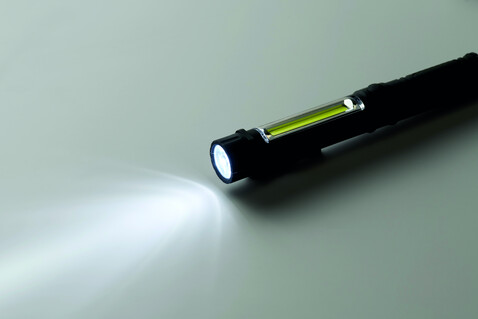 Magnetische LED-Taschenlampe - Schwarz bedrucken, Art.-Nr. MO2932-03
