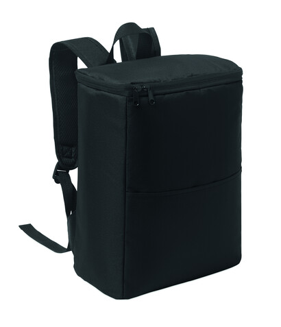 Kühlrucksack 600D RPET - Schwarz bedrucken, Art.-Nr. MO2972-03
