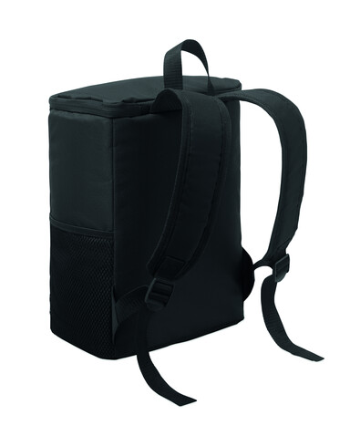 Kühlrucksack 600D RPET - Schwarz bedrucken, Art.-Nr. MO2972-03