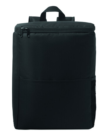 Kühlrucksack 600D RPET - Schwarz bedrucken, Art.-Nr. MO2972-03