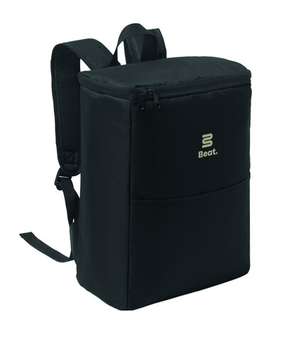 Kühlrucksack 600D RPET - Schwarz bedrucken, Art.-Nr. MO2972-03